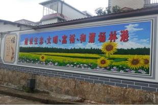 三门峡农村墙体喷彩绘,三门峡新农村手绘画,景观墙体彩绘