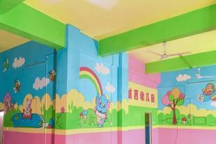 资阳幼儿园墙画费用,资阳墙体手绘广告施工现场